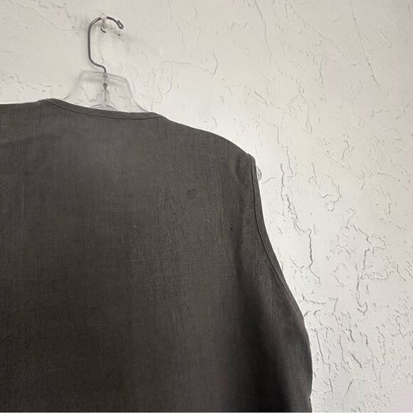 CALVIN KLEIN Linen Vest Women Size Small Knit Linen Button Front Relaxed Green - Picture 4 of 5